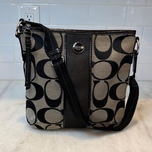 Coach Crossbody Bag Purse Handbag Signature Stripe Swing Pack Messenger Bag
